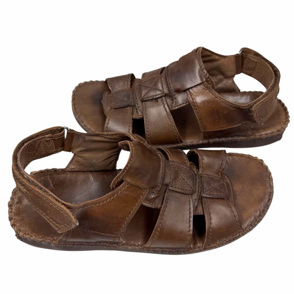 Florsheim Men Brown Leather Fisherman Sandals Strappy Slingback Comfort Sz 9M